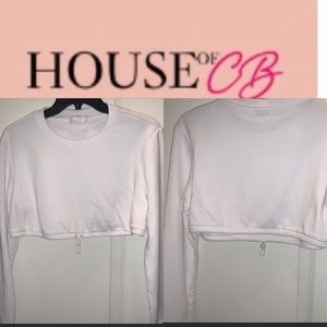 House of CB White crop athletic slightly sheer top